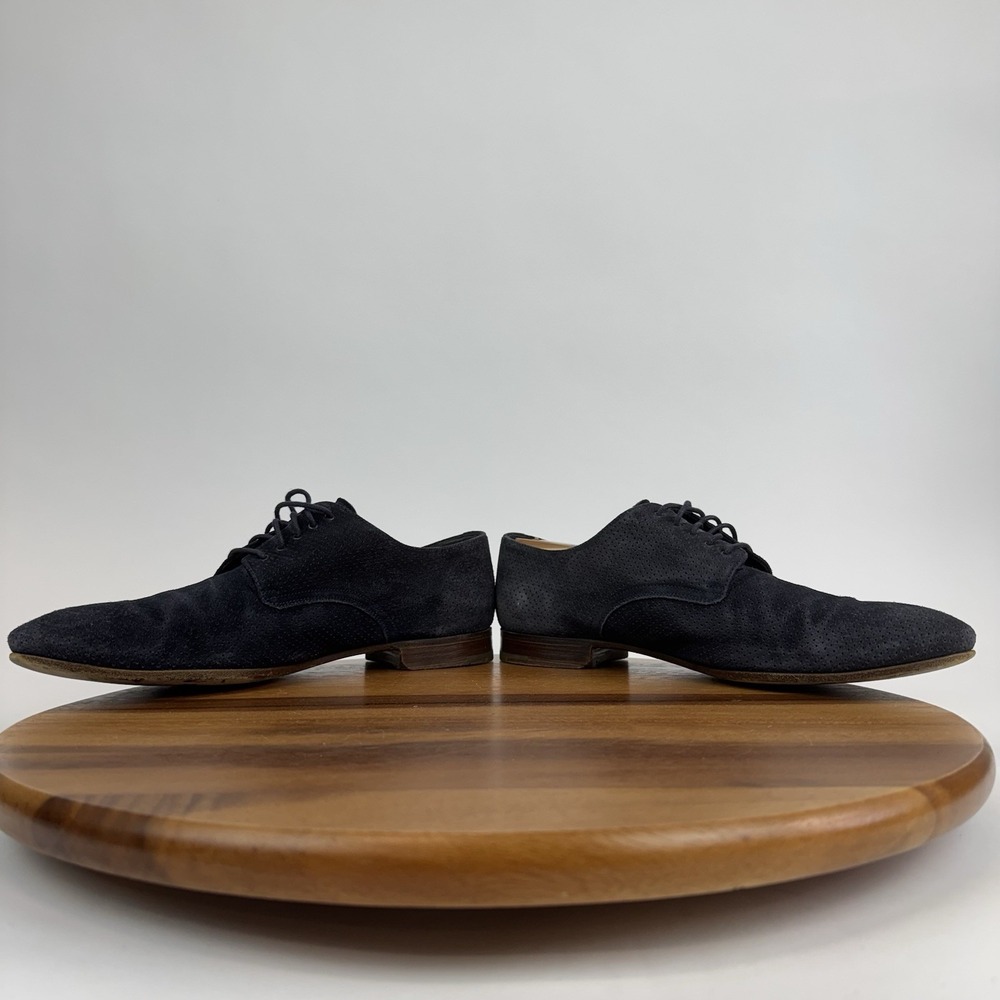 Mens Prada Navy Blue Perforated Suede Plain Toe Dress Shoes Oxfords Size 9 D GUC - Picture 5 of 8